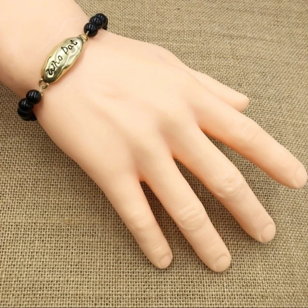 🌼 Who Dat Gold & Black Beaded New Orleans Saints Stretch Bracelet